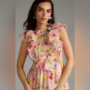 Anthropologie MISA Los Angeles Trova Reversible Ruffle Maxi Dress. Size XS. NWOT